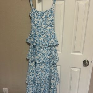 Selfie Leslie Floral Blue Wedding Guest/Bridesmaid Dress
